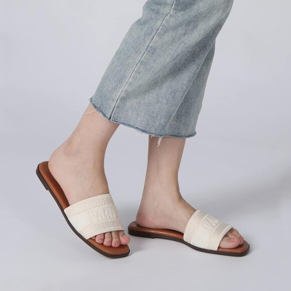 Women’s Flat Sandals Comfortable Summer Slip-On Dressy Shoes Size 8 - Picture 7 of 8